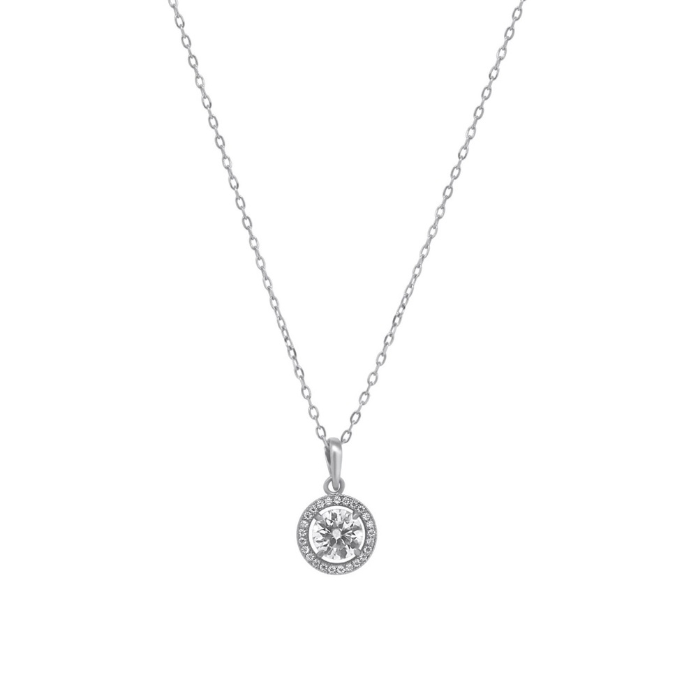 GRA Certified Sterling Silver 1.0CT - 6.5MM Moissanite Halo Necklace